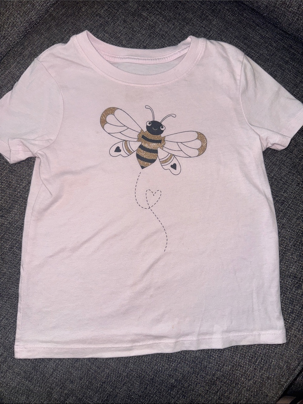 Cat & Jack Pink Tee with Glitter Bee Graphic